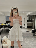 kamames Casual Summer Female Sling Mini Dress Fashion Solid Color Square Neck High Waist A Line Dress Hot Sell Sexy Dress