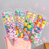 10PCS/Set New Girls Cute Cartoon Nylon Elastic Hair Bands Children Ponytail Holder Rubber Bands Scrunchie Kids Hair Accessories