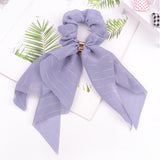 Korean Bow Long Ribbon Hair Scrunchie Chiffon Floral Print Sweet Elastic Hair Band Ponytail Hair Scarf Hair Tie Hair Accessories
