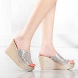 kamames Summer Korean Version Of The New Baitai Cool Drag Thick-Soled Anti-Skid Thick-Soled Shoes Fashionable Water Drill Fish Mouth Slipper Girl