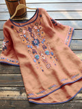 Plus Size Bohemian Embroidered Blouse - Flattering High-Low Hem, Breezy Half Sleeves - Perfect for Spring & Summer Chic Comfort