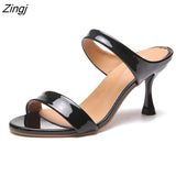 kamames Black Red Heels Slippers Women High Heels Flip Flops Slides Party Shoes New Summer Slippers Zapatillas De Mujer Womens