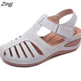 kamames Women Sandals Summer Ladies Comfortable Round Toe Ankle Hollow Sandals Female Soft Sole Shoes Drop shipping Plus Size 35-43