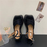 kamames design fluorescent color thick-soled platform sandals women's 2022 summer new one-word buckled open-toed shoes pumps
