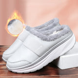 kamames Warm Plush Couple Slippers Women Non-slip Platform Wedge Shoes Waterproof Size 43 Soft Home Comfort Ladies Cotton Slipper