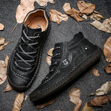 kamames kamames New Velvet Men's Shoes, High-Top Outdoor Men's Casual Shoes, Large Size Fine Belt Leather Shoes, Handmade Father Shoes