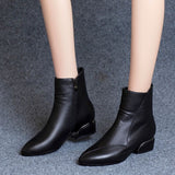 kamames kamames Size Soft Leather Fashion Boots Women 2023 Autumn And Winter New Pointed Short Boots Women Thick Heel Leather Shoes Women Fashion Boots
