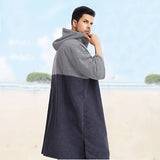 1pc Color Blocking Surf Poncho Changing Towel, Changing Robe With Hood, Hooded Design Bathrobe With Large Pocket, Bathroom Supplies