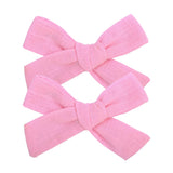 2020 Lovely Baby Solid Hair Bows With Clip Bowknot Hair Clips Headwear Children Cute Cotton Hairpins Barrettes Hair Accessories