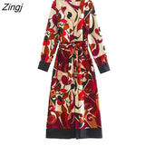 kamames New Women Vintage V Neck Cloth Patchwork Print Bow Tied Sashes Midi Shirt Dress Office Lady Casual Kimono Vestidos DS2621