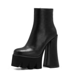 kamames Super High Heel Women Ankle Boots Fashion Platform Square Heel Zipper Boots Autumn Winter Punk Style Woman Shoes
