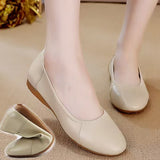 kamames kamames Large Size Women's Shoes 41-43 Spring Model 2024 New Versatile Flat Leather Shallow Single Shoes Soft Sole Mother Shoes