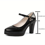 Chic & Elegant Ultrahigh Mary-Jane Pumps: Non-Slip, Round Toe, Solid Color - Your All-season Fashion Staple