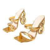 kamames kamames Heels Women 2024 Summer Gold Women's Shoes With Fashion Sandals Plus Size Wheels