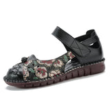 kamames kamames Summer New Leisure Flat Shoes National Style Printed Leather Women's Sandals Breathable And Comfortable Mother Shoes