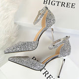 BIGTREE Shoes Sexy High Heels Women Pumps Sparkle Sequins Stiletto Heels 10 Cm Party Shoes Women Heels Summer Women Sandals New