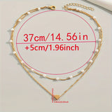 Luxury Style Faux Pearl Love Heart Pendant Double Layer Necklace For Women Jewelry Gift Suitable For Daily Wear