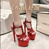 kamames kamames Waterproof Platform 2023 Summer And Autumn Fashion New Hollow Out Thin Heel Ultra High Heel Casual Fashion Sandals Women's Singles Shoes