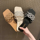 Slippers | Summer Women Slides Black White Designer Brand Fashion Woman Flat Heels Open Toes House Flip Flop Causal Sandals Hot H240517