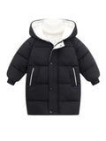 Boys Girls Winter Hooded Long Down Coats Outwear Kids Windproof Puffer Jackets Padded Parka Outwear 4-9T