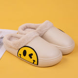 FUNNY FUNKY 2021 Winter Women's Shoes EVA Faux Fur Non-slip Sole Fleece Sock Smiley Face Slipper Shoes For Women Couple Sandals