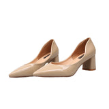 kamames kamames High Heels, Single Shoes, Korean Version Women's Shoes, Nude Pointed Heels, Thick Heels, Spring And Autumn Shoes, Lacquered Leather Work Shoes.