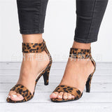kamames Summer Popular Style Women's Sandals Large Size Women's Shoes Leopard Pattern Thin Heel Women's Sandals Direct Sale