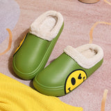 FUNNY FUNKY 2021 Winter Women's Shoes EVA Faux Fur Non-slip Sole Fleece Sock Smiley Face Slipper Shoes For Women Couple Sandals