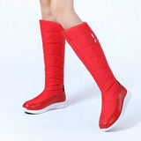 kamames Winter Women Knee High Boots Waterproof Plush Snow Boots Comfortable Falt Non-slip Ladies Boots Shoes Black White Red