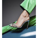 kamames kamames New Rhinestone Woven High Heel Pointed Transparent Women's Shoes Spot 35-40