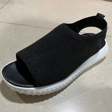 kamames The Summer Of 2024, New Women's Shoes Are Woven In Breathable Solid Color Ladies' Sandals, Fish Mouth, Flat Heel And Beach Low-Top Women's Sandals.
