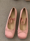 kamames Pink Ballet Shoes Fairy Shoes 2024 New Spring Vintage Satin Silver Mary Jane Shoes