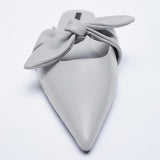 kamames ZARZ Woman 2022 Flat Shoes Spring Summer Pointed Sexy Bow Outer Wear Plus Size 41 Beige Lazy Sandals And Slippers Women Luxury