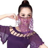 kamames Women's Belly Dance Tribal Face Veil Face Lace Veil Shining Dance accessories Halloween Costume Accessory With Sequins