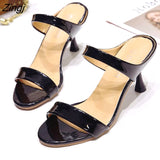 kamames Black Red Heels Slippers Women High Heels Flip Flops Slides Party Shoes New Summer Slippers Zapatillas De Mujer Womens