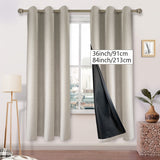 2 Panels Luxurious Blackout Faux Linen Imitation Textured Curtains - Panels with Insulating Polyester Coating, Grommet Top, and Room Darkening Function for Bedroom, Living Room, Home Decoration and Energy Efficiency