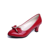 kamames Spring Bow Tie Women's Singles Shoes With All Kinds Of Heels, Ladies' Leather Shoes, Large-Size Professional Work Shoes, Four Seasons Single Shoes.