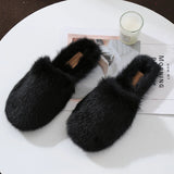 kamames Women House Slippers Shoes Rabbit Fur Slippers 2019 Real Hair Slides Female Furry Indoor Flip Flops Fluffy Plush Shoes House