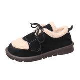 kamames kamames Size Thick Cotton Shoes Women 2023 Winter New Flat Women's Shoes Plus Velvet Warm Snow Cotton Brown Wool Shoes Women