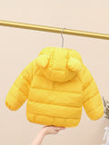 Baby Boys Warm Padded Jacket, Kids Cute Hooded Zip Up Coat With Ears For Winter/fall