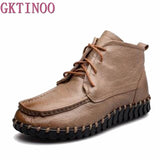 GKTINOO 2021 Vintage Style Genuine Leather Women Boots Flat Booties Soft Cowhide Women's Shoes Ankle Boots zapatos mujer