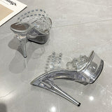 kamames kamames Fashion Summer New Pointed Transparent Waterproof Platform Fine Heel Fashion Runway Ultra High Heel Women's Single Shoes And Sandals