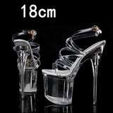 kamames Women Shoes Sandals 2020 Platform Transparent Straps Model T Stage Show Thin High-heele 15/18cm Female Waterproof Bride shoe