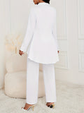 Two-Piece Set Elegant Outfit - Soft Micro Elastic Polyester Knit Fabric, Solid Color, Sleeveless Wide Leg Jumpsuit, Pocket Lapel Cardigan, Comfortable and Chic for All Seasons