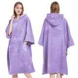 1pc Soft & Absorbent Microfiber Beach Wrap Towel - Long Sleeve Wearable Hooded Robe with Pocket, Quick-Dry Changing Robe for Swimming, Water Park, Beach, Sauna, Spa, and Outdoor Activities - Perfect for Women