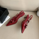 kamames Single Shoes Soft Leather Sandals New French Baotou Wedding Shoes Bridesmaids Shoes High Heels In Spring And Summer 2024