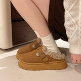 kamames Version Of Muffin Thick-Soled Woolen Shoes Women In 2024 Winter New Snow Boots Wearing Warm And Velveteen Semi-Slippers