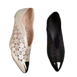 kamames Summer Sandals Diamond Gold Sheet Single Shoes Women's Grid Hollowed-Out Lace High-Heeled Sandals 35-43 From Stock