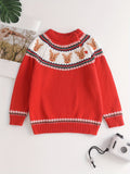 Cozy Cotton Knit Christmas Sweater for Boys & Girls - Cute Embroidered Flowers, Soft & Warm Pullover with Round Neck