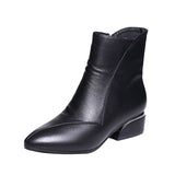 kamames kamames Size Soft Leather Fashion Boots Women 2023 Autumn And Winter New Pointed Short Boots Women Thick Heel Leather Shoes Women Fashion Boots
